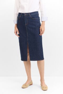 Cortefiel Falda Midi Vaquera Azul