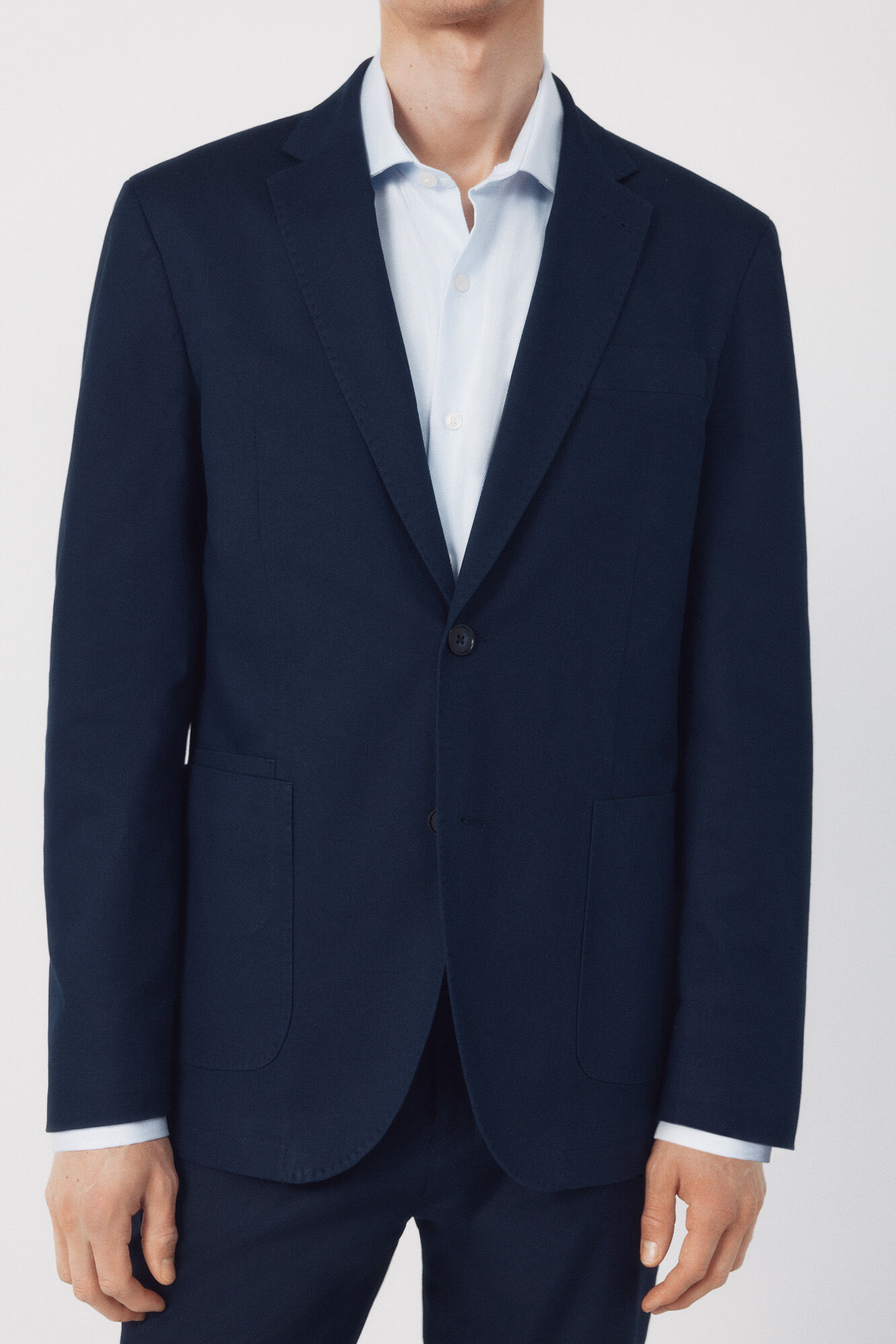 Cortefiel Americana traje coordinada mezcla lino Azul marino