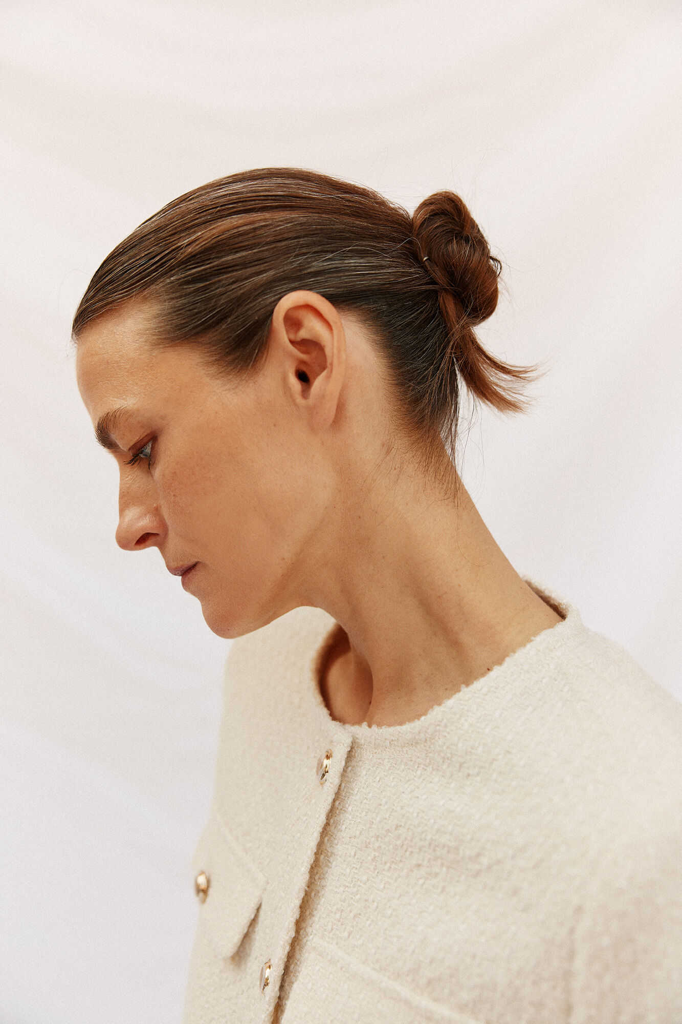 Cortefiel Chaqueta de cuello redondo Marfil