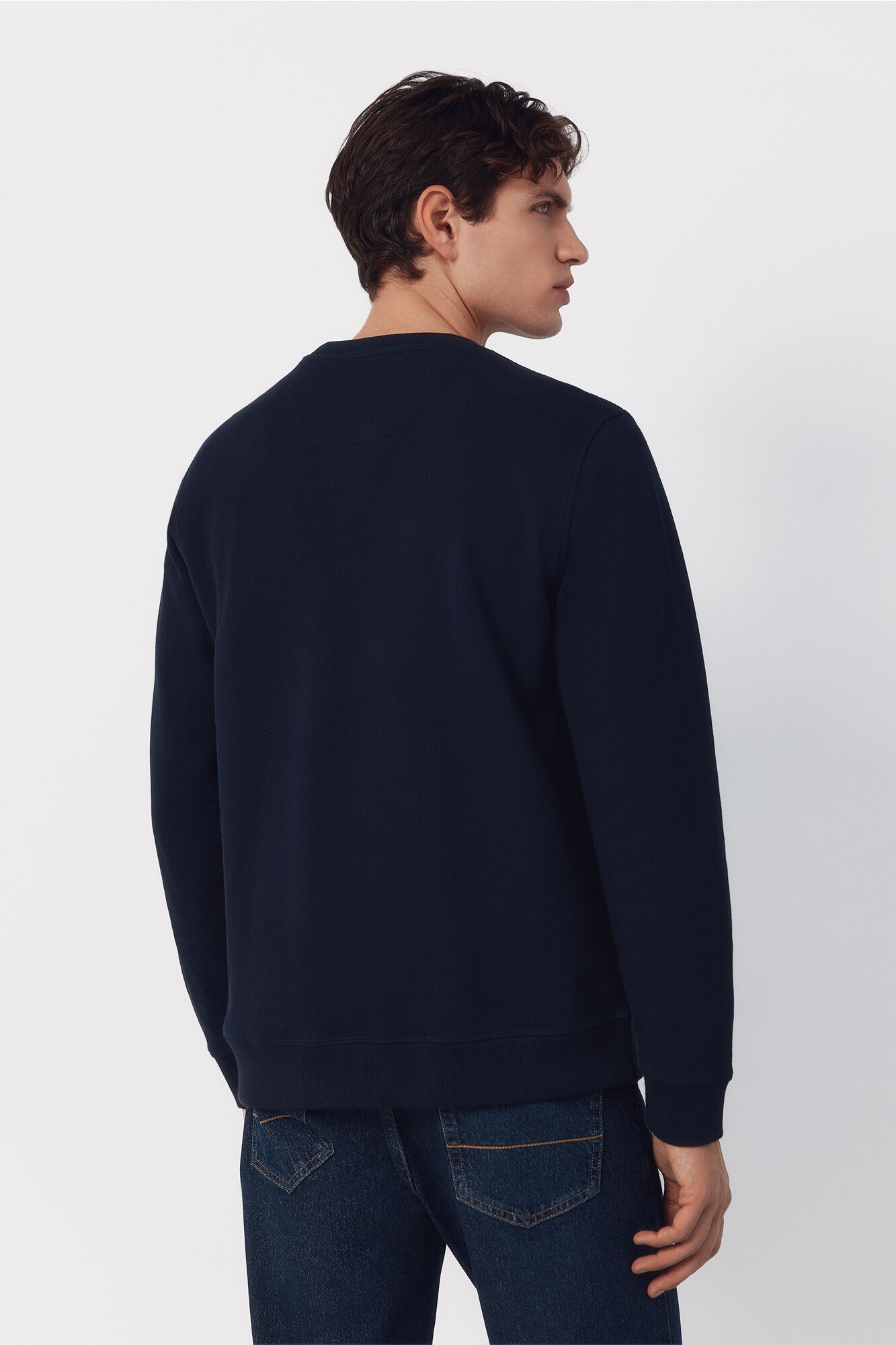 Cortefiel Sudadera estructura cuello caja Azul marino