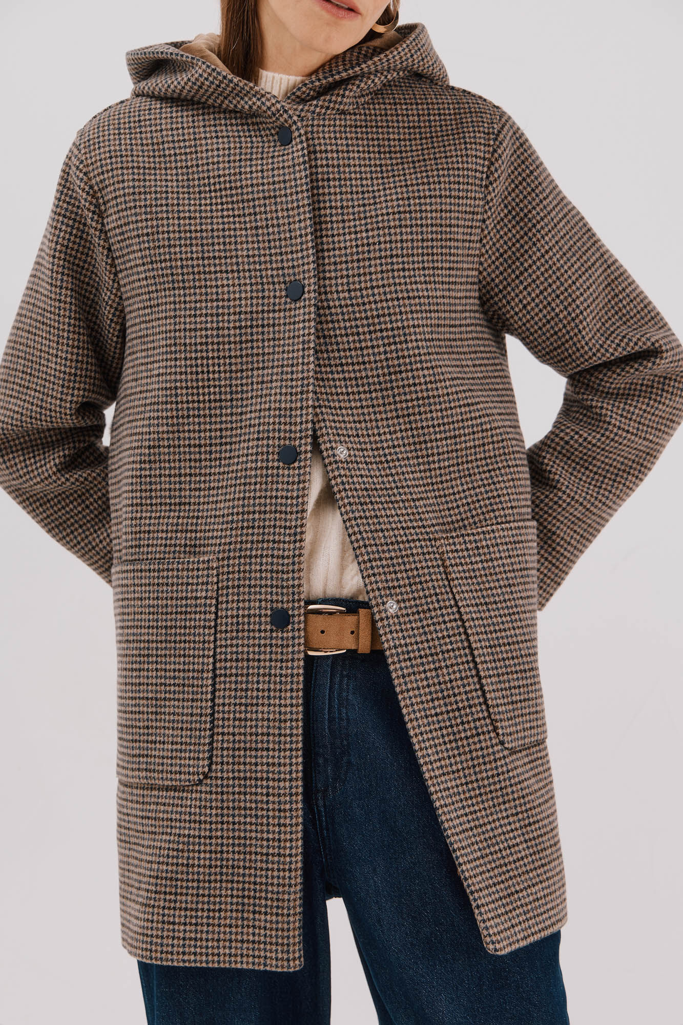 Cortefiel Abrigo pa&ntilde;o capucha Multicolor