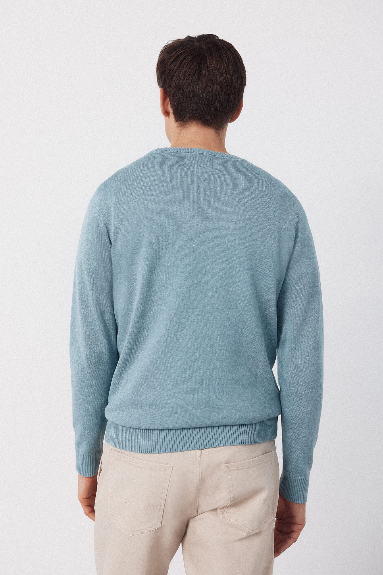 Cortefiel Jersey punto algod&oacute;n cuello redondo b&aacute;sico Azul