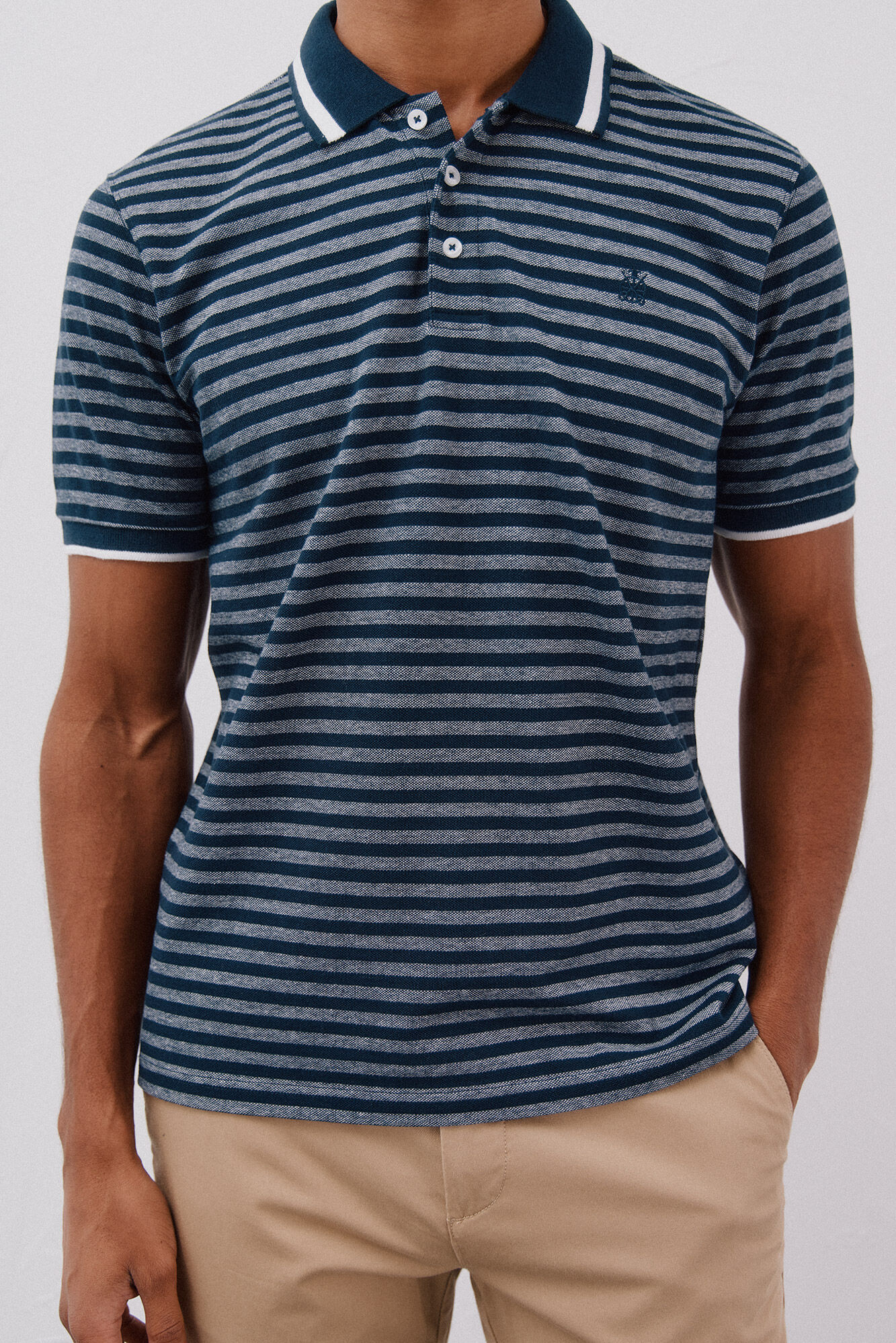 Cortefiel Polo rayas oxford Azul marino