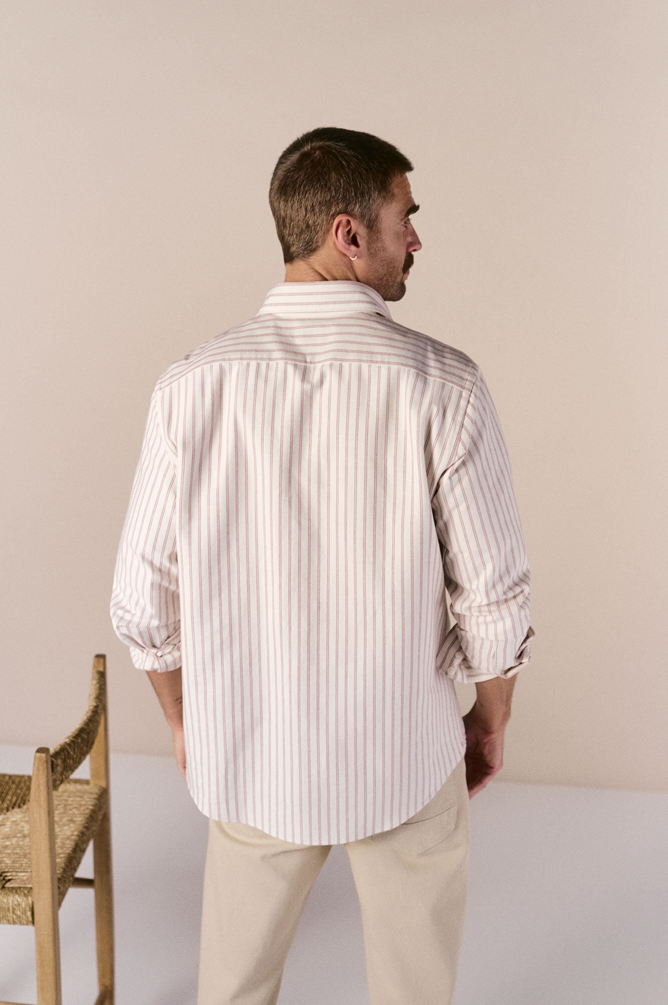 OOTO Camisa oxford rayas manga larga Granate