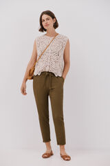 Cortefiel Pantalón fluido Kaki