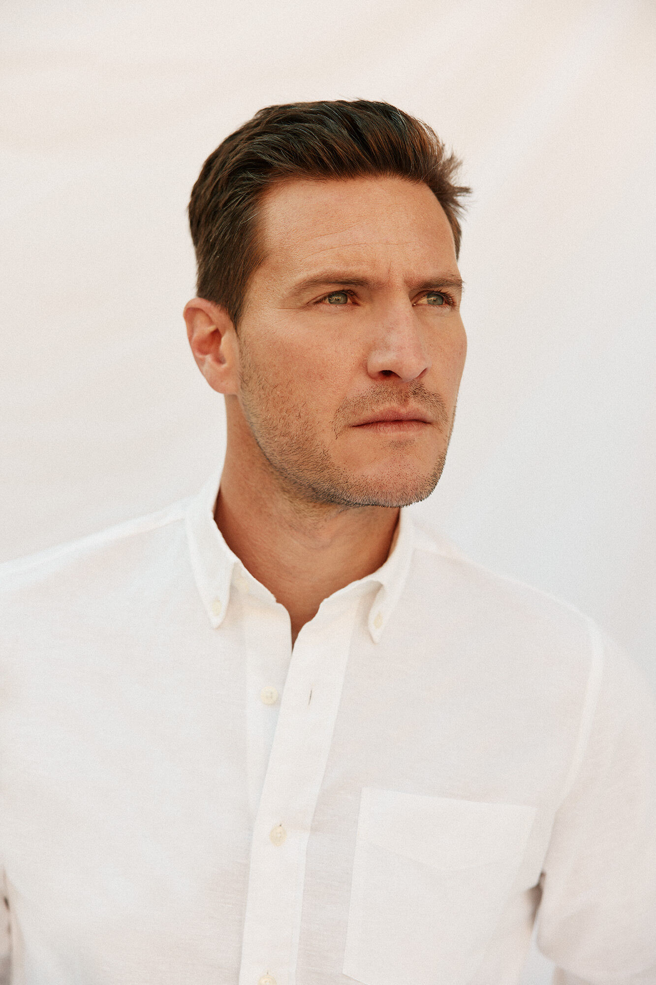 Cortefiel Camisa lino algod&oacute;n liso Blanco