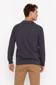 Cortefiel Jersey algodón cuello polo Gris