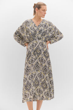 Cortefiel Vestido midi estampado Estampado blanco