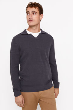 Cortefiel Jersey algodón cuello polo Gris