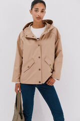 Cortefiel Chamarra corta con botones autom&aacute;ticos Beige