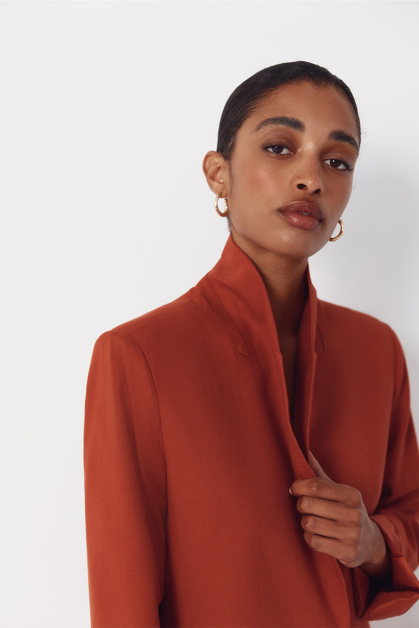 Cortefiel Blazer de tejido con lino Rojo