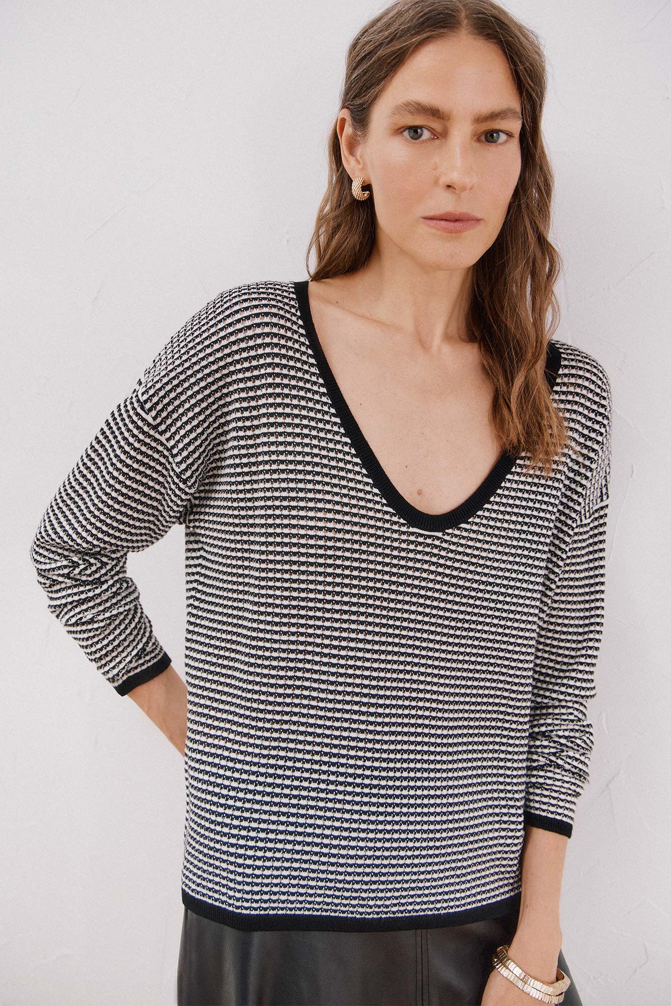 Cortefiel Su&eacute;ter de jacquard geom&eacute;trico Negro