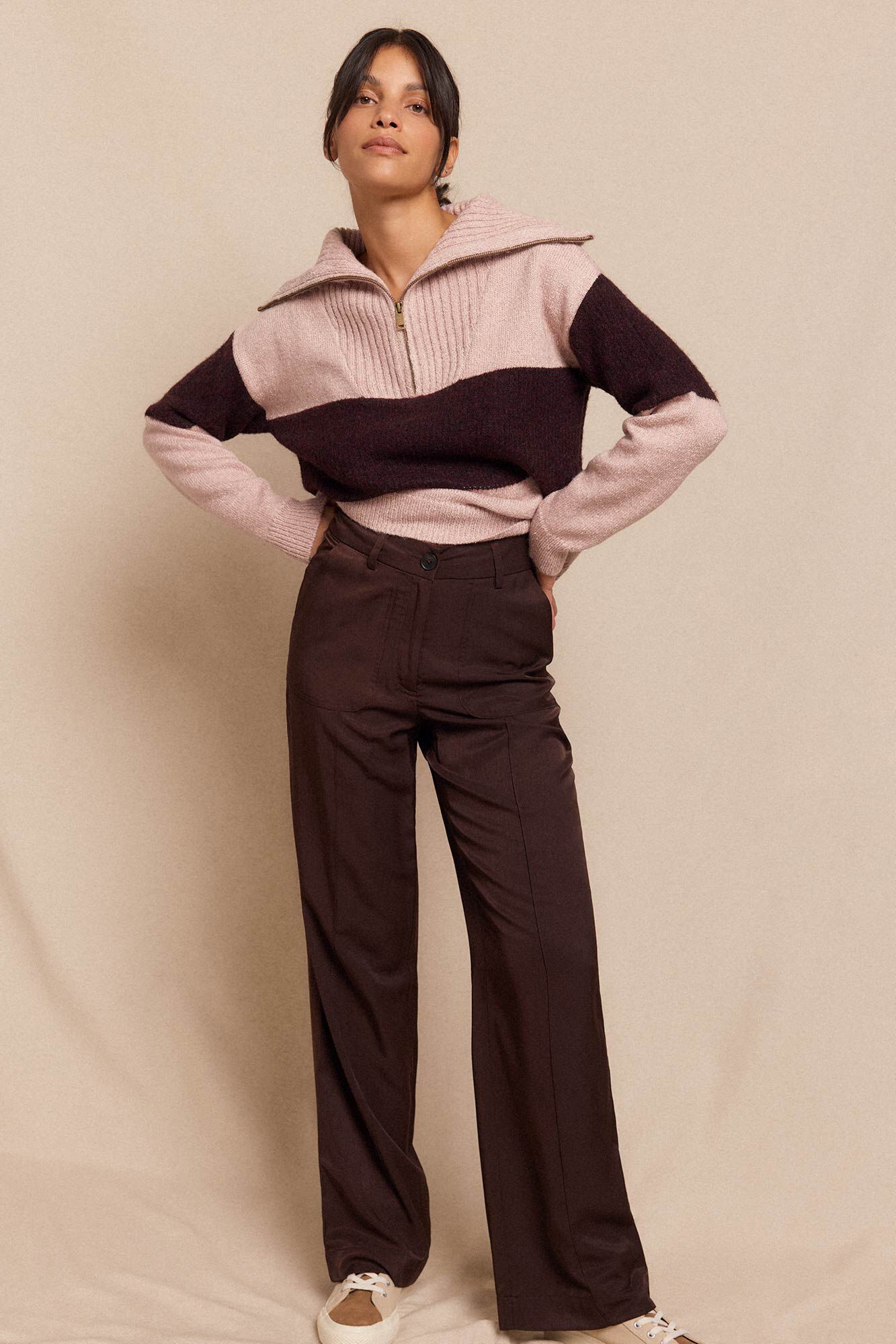 Slowlove Pantal&oacute;n satinado Marr&oacute;n oscuro