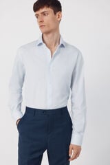 Cortefiel Camisa vestir rayas slim fit f&aacute;cil plancha Azul