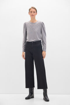 Cortefiel Camiseta con studs Gris