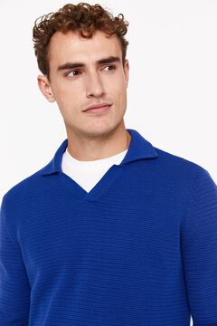 Cortefiel Jersey algodón cuello polo Azul