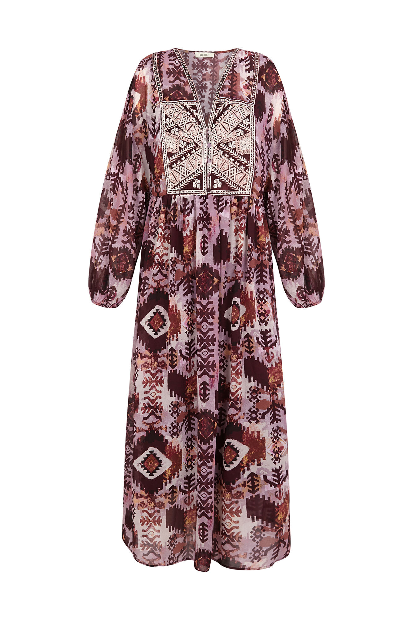 Slowlove Vestido fluido estampado bordado Multicolor