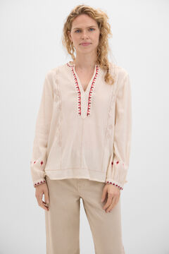 Cortefiel Blusa bordado geométrico Blanco