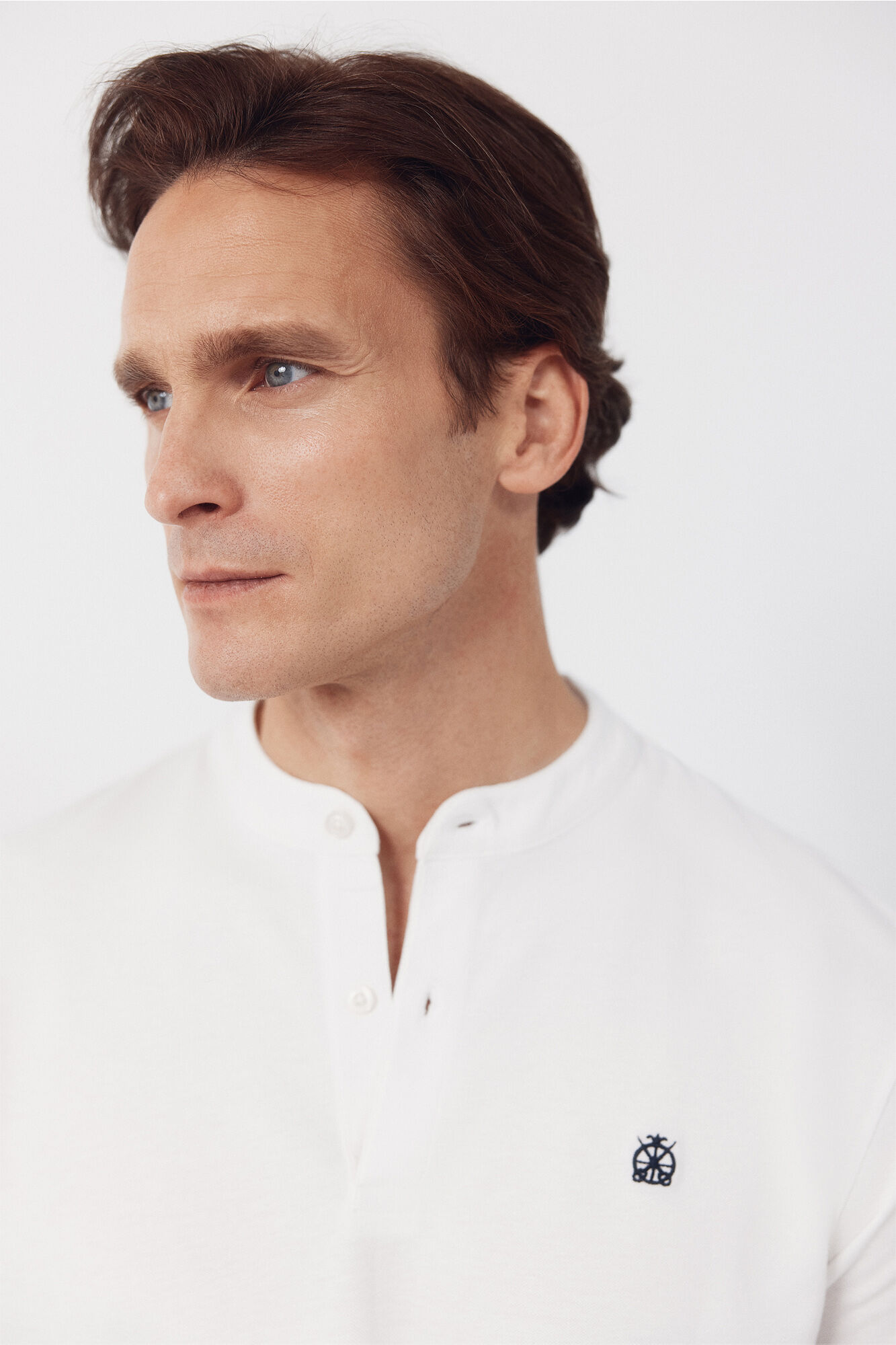 Cortefiel Polo cuello mao Blanco