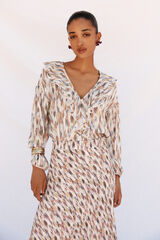 Cortefiel Blusa estampada volantes Multicolor