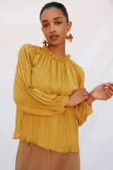 Cortefiel Blusa frunces fluida Verde