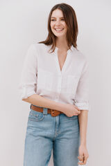 Cortefiel Camisa confeccionada con lino Blanco