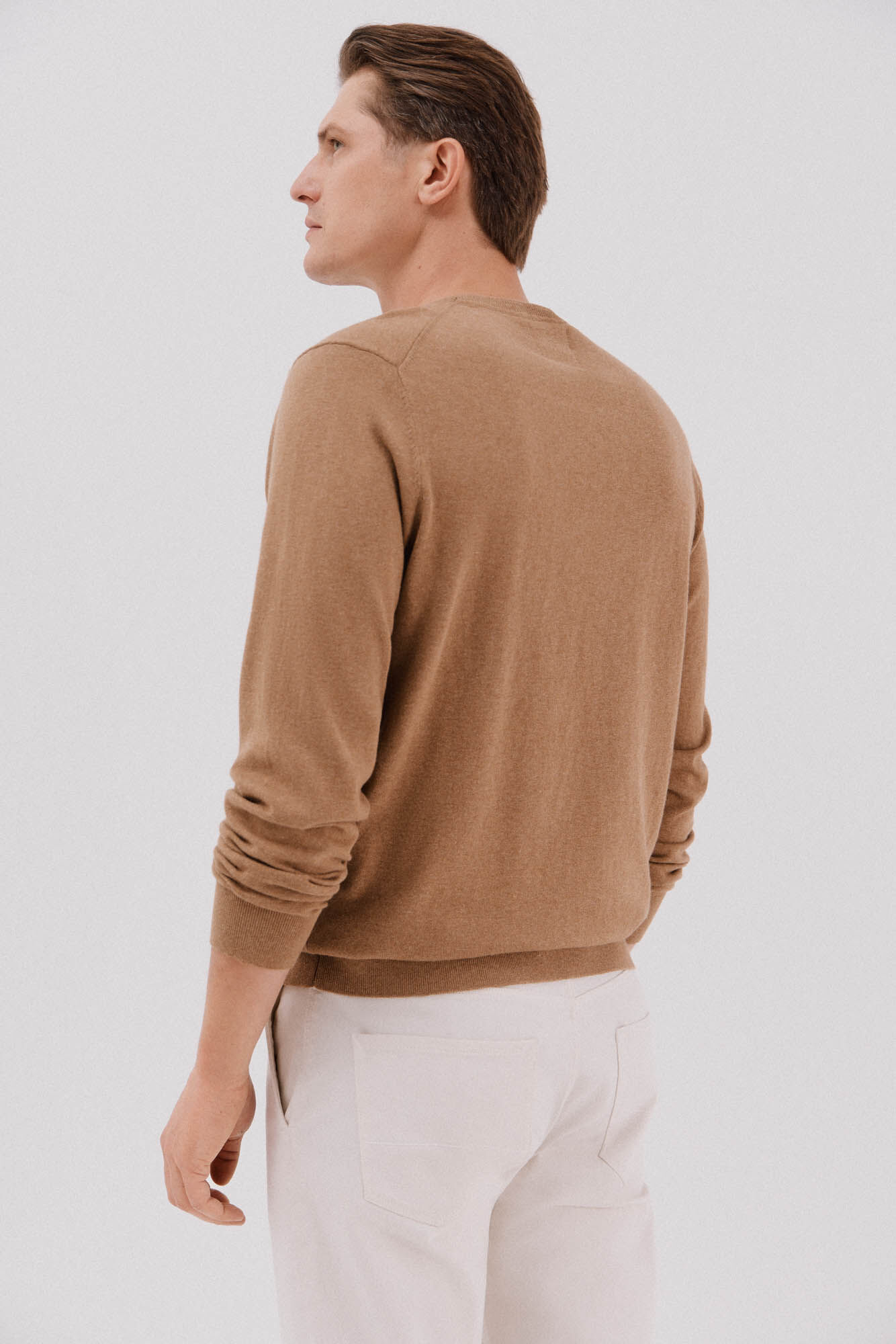 Cortefiel Su&eacute;ter algod&oacute;n cashmere cuello redondo ajustado Beige