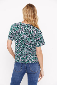 Cortefiel Top fluido tejido smock Estampado azul