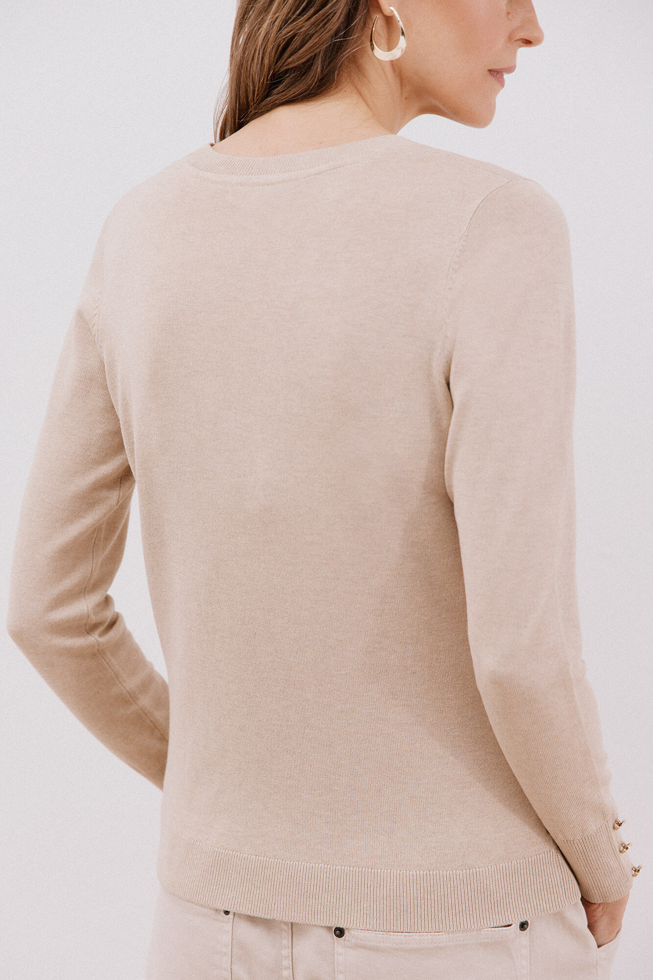 Cortefiel Su&eacute;ter de tejido fino Beige