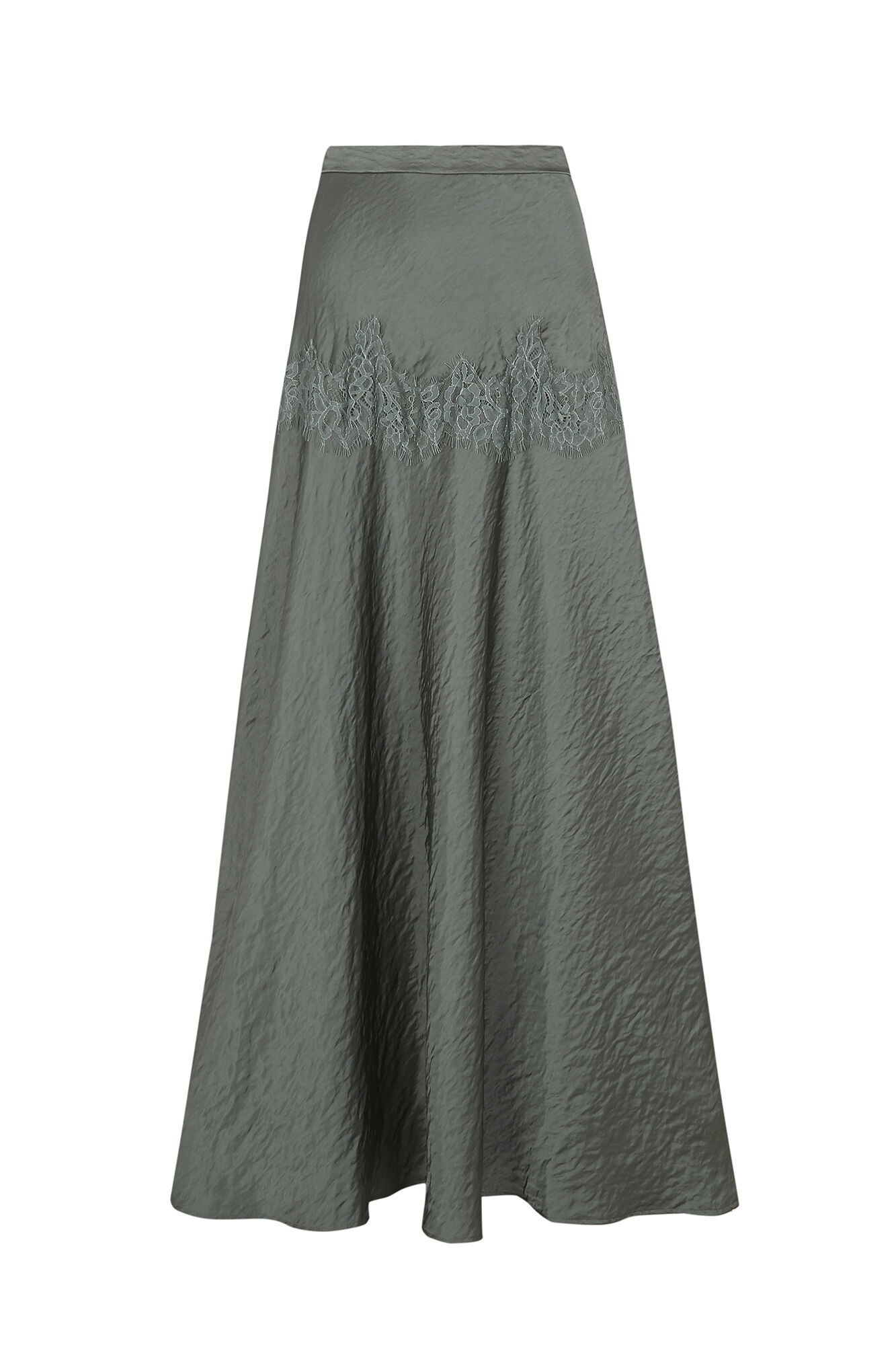 Slowlove Falda midi satinada con encaje Verde oscuro