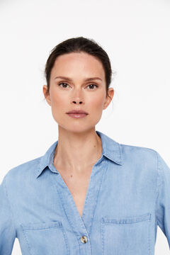 Cortefiel Camisa Cargo 100% Tencel Azul