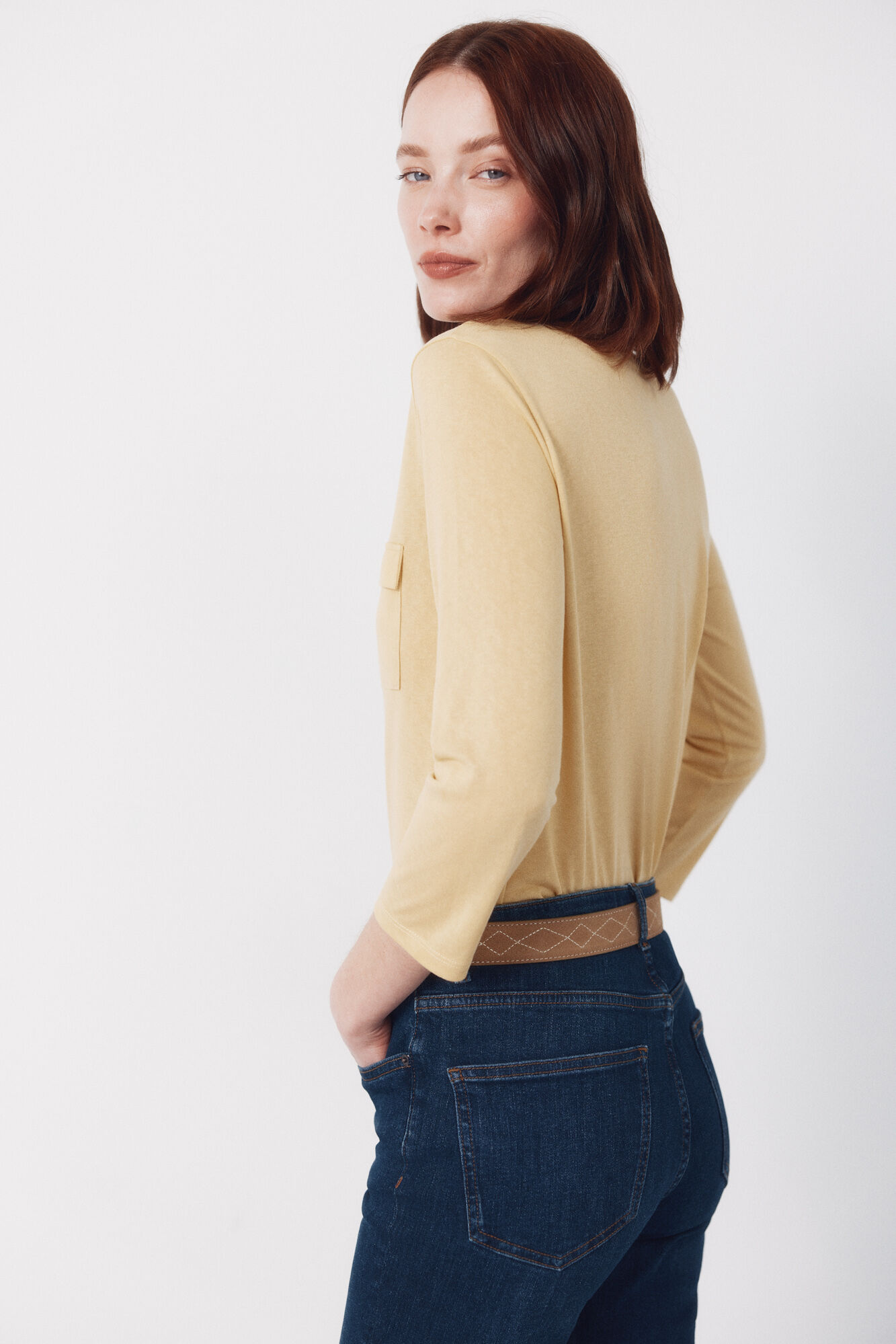 Cortefiel Playera con bolsillos Amarillo