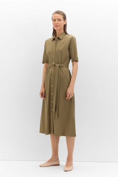 Cortefiel Vestido polo en punto piqué Kaki