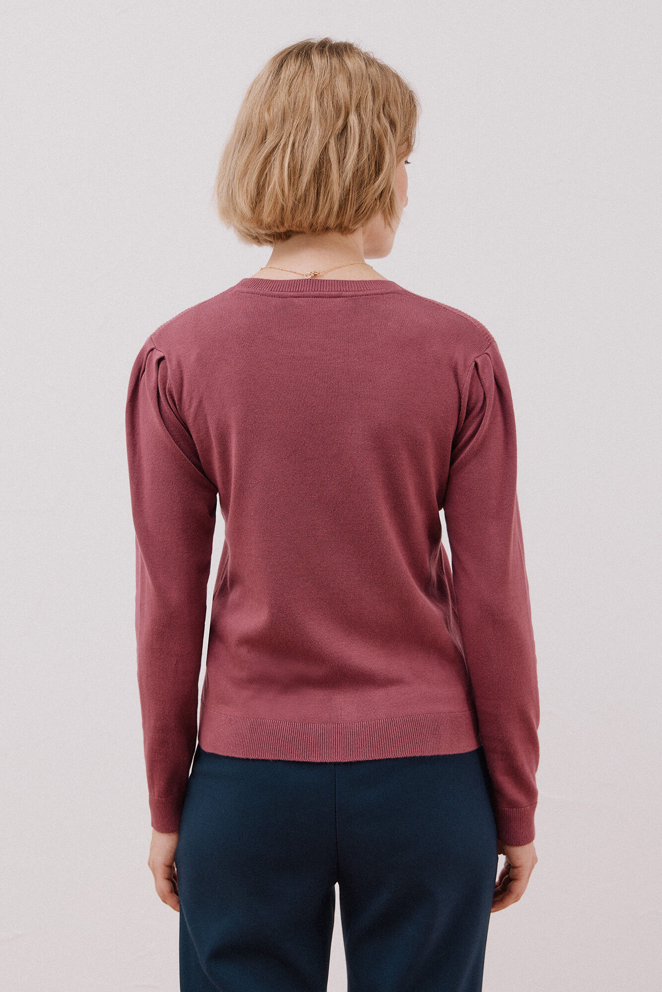 Cortefiel Su&eacute;ter combinado con hilo metalizado Vino