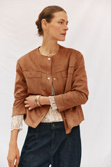 Cortefiel Chamarra efecto piel Beige
