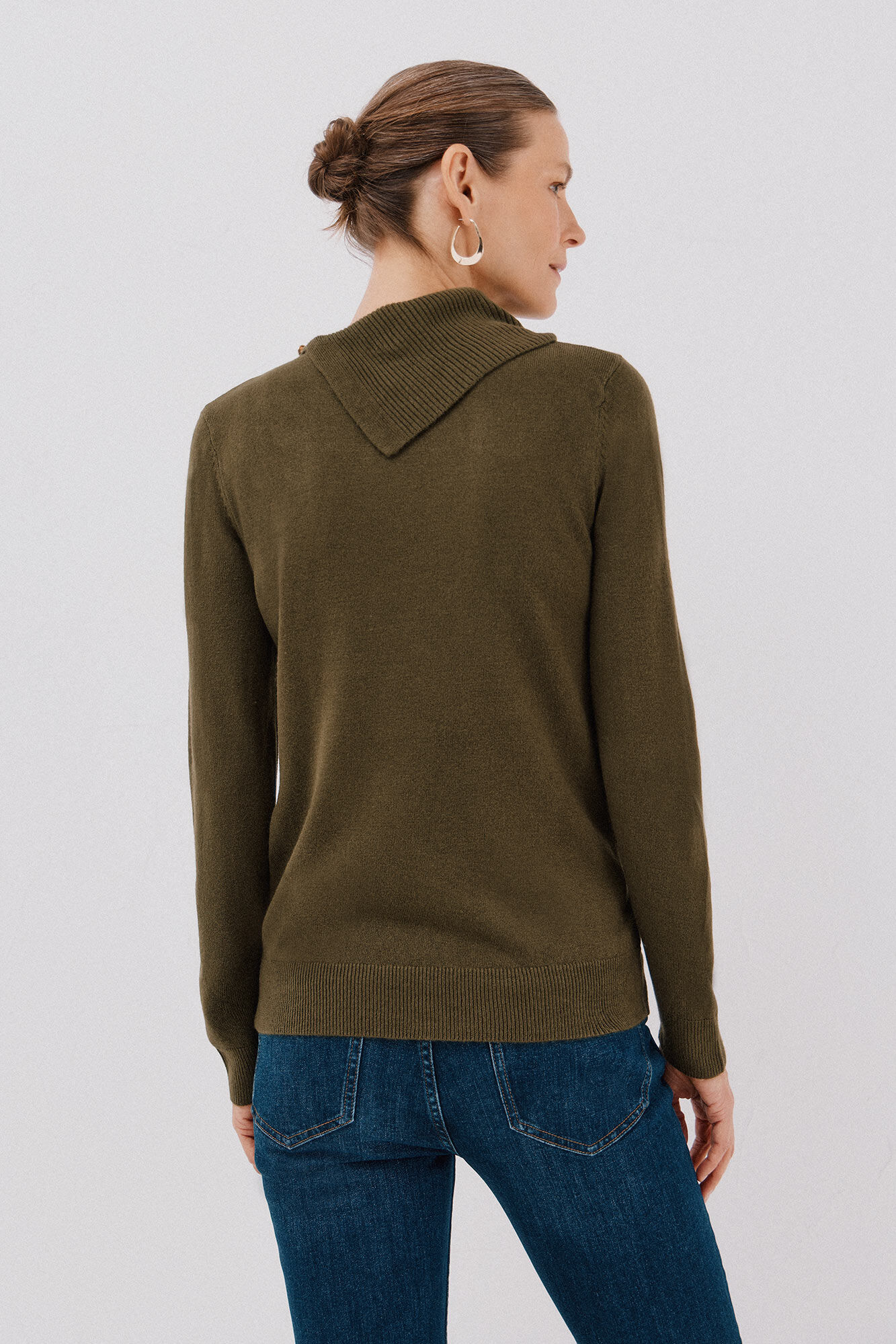 Cortefiel Su&eacute;ter cuello botones Kaki