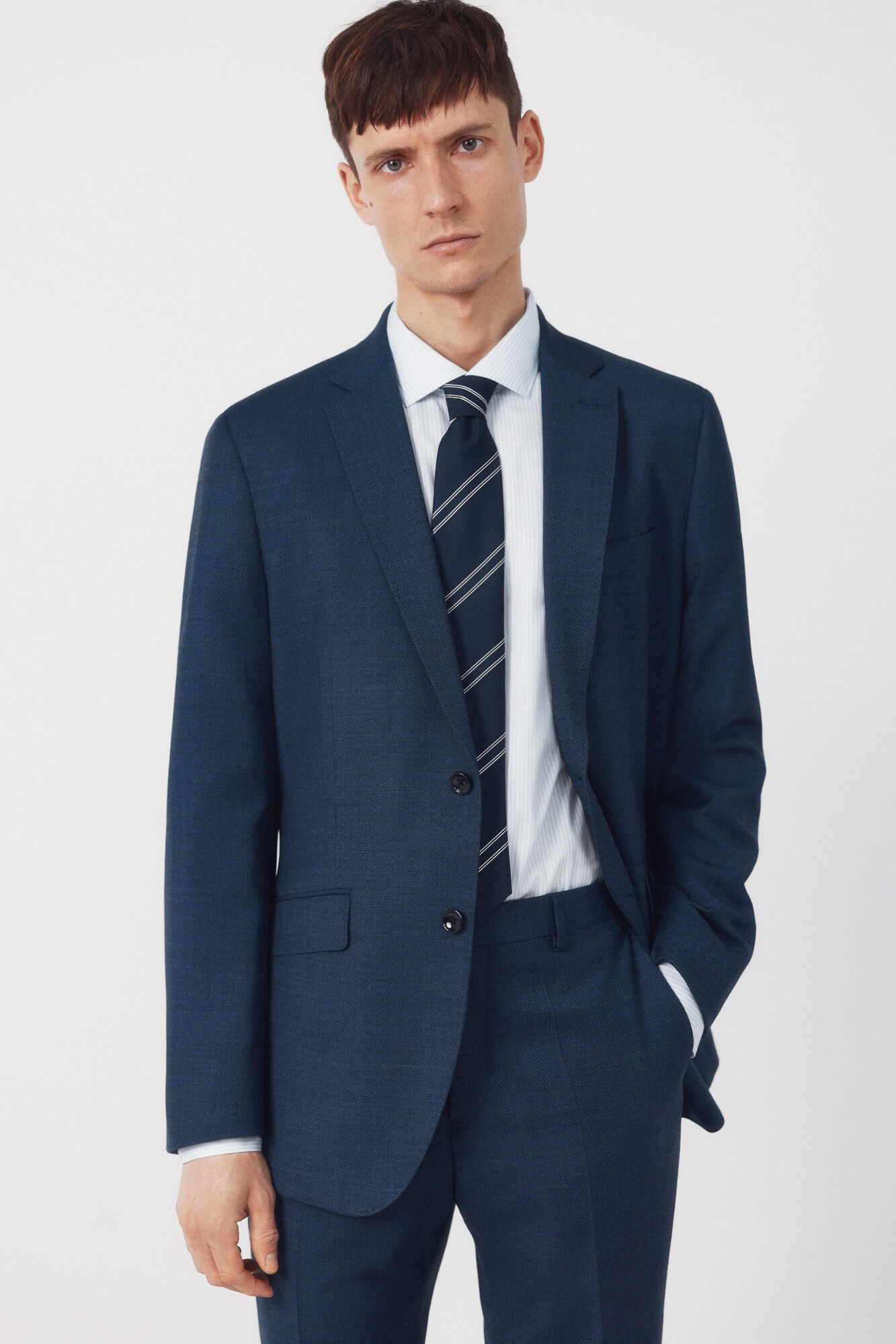Cortefiel Americana de traje ojo de perdiz COOLMAX&reg; Azul oscuro
