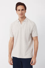 Cortefiel Polo estructura rayas Beige