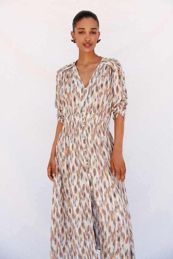 Cortefiel Vestido largo estampado Multicolor