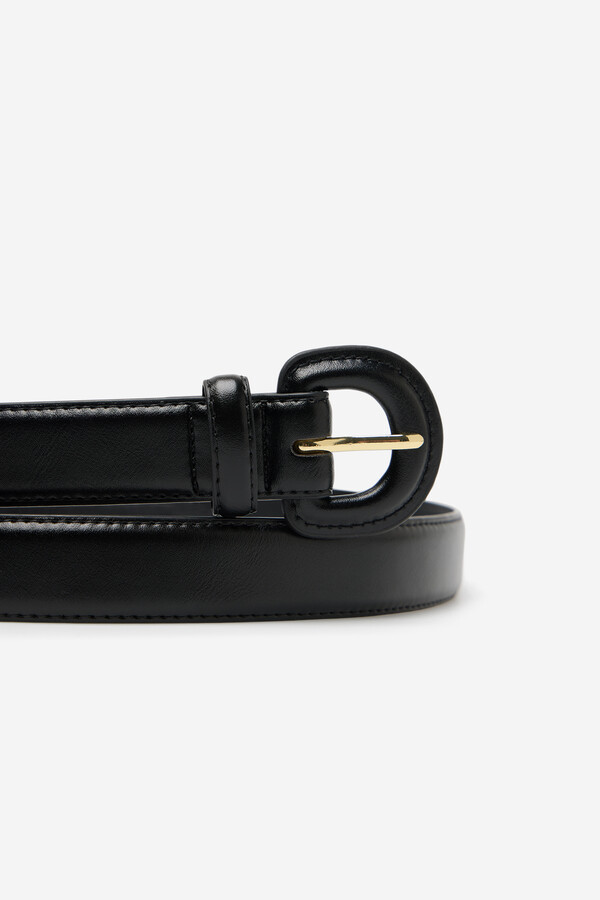 Cortefiel Covered buckle belt Negro