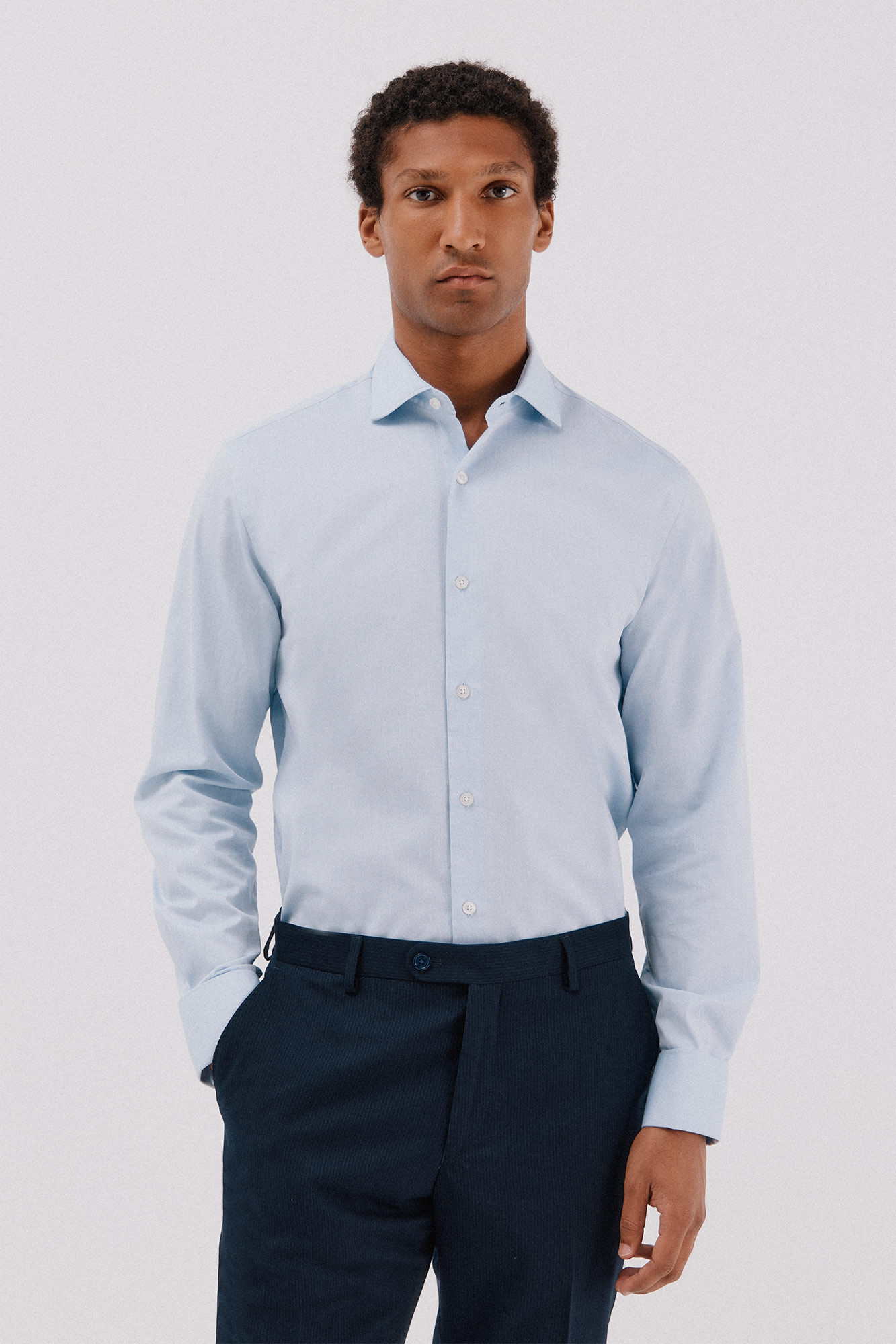 Cortefiel Camisa lisa de gemelos f&aacute;cil plancha