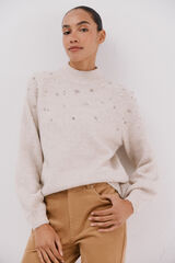 Cortefiel Su&eacute;ter strass y perlas Marfil