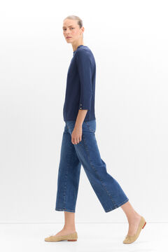 Cortefiel Jeans Palazzo Crop Azul