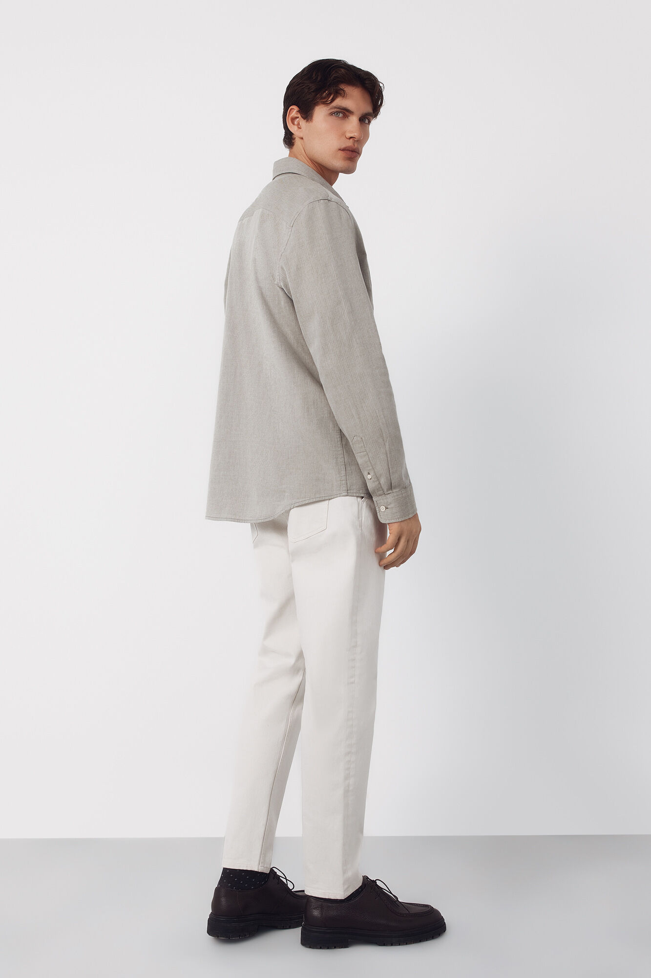 Cortefiel Camisa espiga bolsillos Kaki
