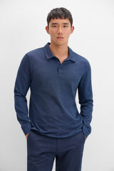Cortefiel Polo algodón tencel manga larga Azul marino
