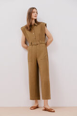 Cortefiel Jumpsuit con cinturón al tono Kaki