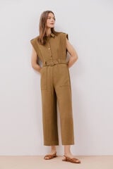Cortefiel Jumpsuit con cinturón al tono Kaki
