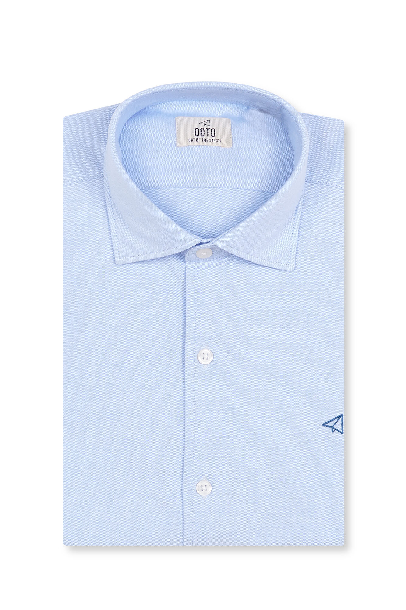 OOTO Camisa oxford liso manga larga Azul