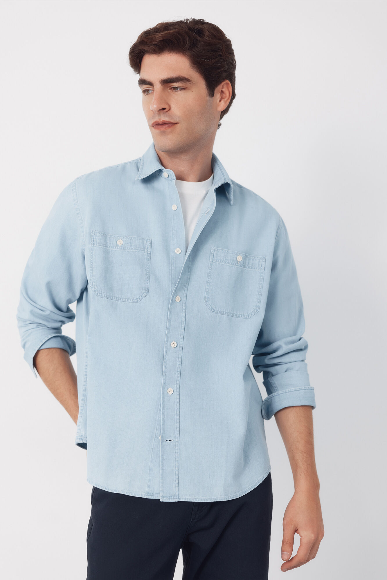 Cortefiel Camisa vaquera chambray manga larga&nbsp;
