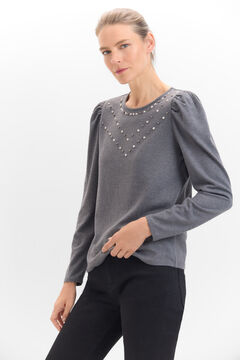 Cortefiel Camiseta con studs Gris